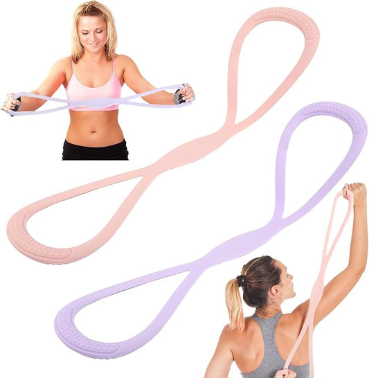 2PCS Figure 8 Resistance Bands | 15LB & 25LB | with Handles for Arm, Back, Full Body Workout, Yoga, Pilates