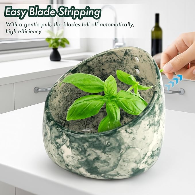 Pottery Herb Stripper Bowl, Handmade Ceramic Herb Peeling Bowl for Leaf Remover, Pottery Herb Stripper Bowl for Separating Leaves from Stems - Basil, Herbs, Parsley (Green Glaze)