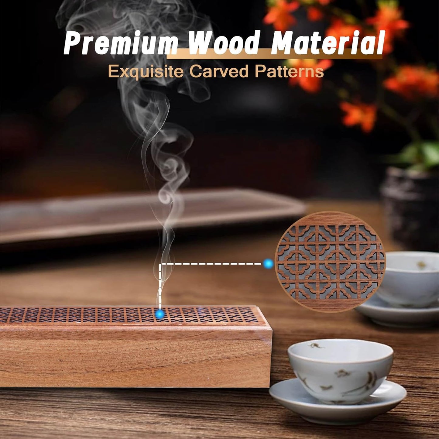 Incense Hoder Burner, Wooden Incense Storage Box for Sticks, Incense Stick Stand Burner Ash Catcher Tray for Meditation Yoga Spa Room Decor