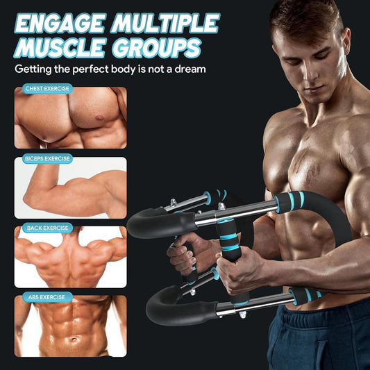 Twister Arm Trainer - Adjustable Chest and Arm Workout Equipment, 40-100lbs Portable Power Twister Bar with Detachable Design for Strength Training Fitness Anywhere