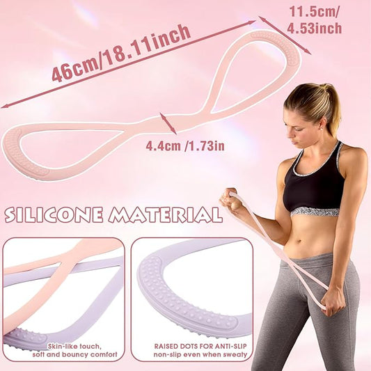 2PCS Figure 8 Resistance Bands | 15LB & 25LB | with Handles for Arm, Back, Full Body Workout, Yoga, Pilates