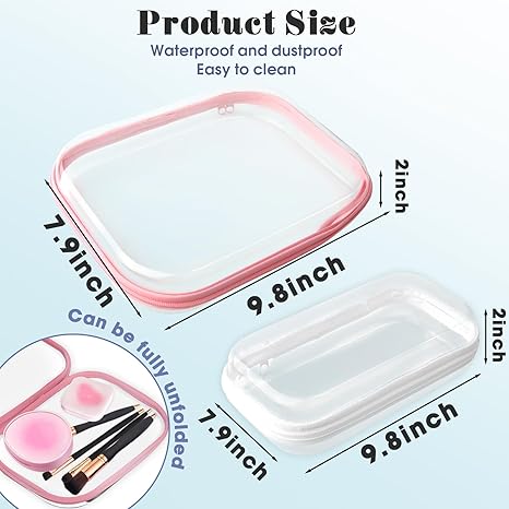 Clear Hard Shell Zipper Pouches: These durable cases feature clear visibility and are perfect for organizing cosmetics, clothes, and toiletries during travel or for home storage MOCCOOL