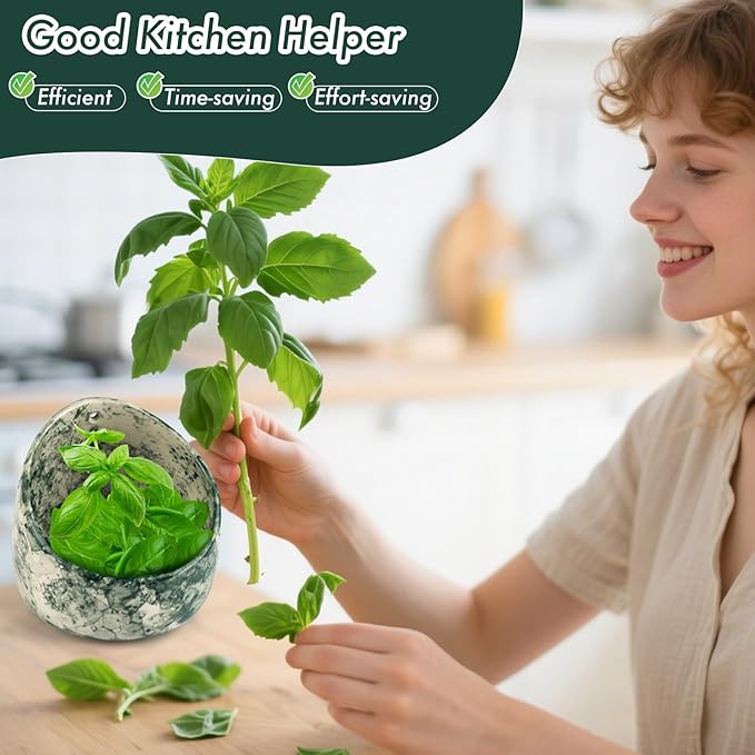 Pottery Herb Stripper Bowl, Handmade Ceramic Herb Peeling Bowl for Leaf Remover, Pottery Herb Stripper Bowl for Separating Leaves from Stems - Basil, Herbs, Parsley (Green Glaze)